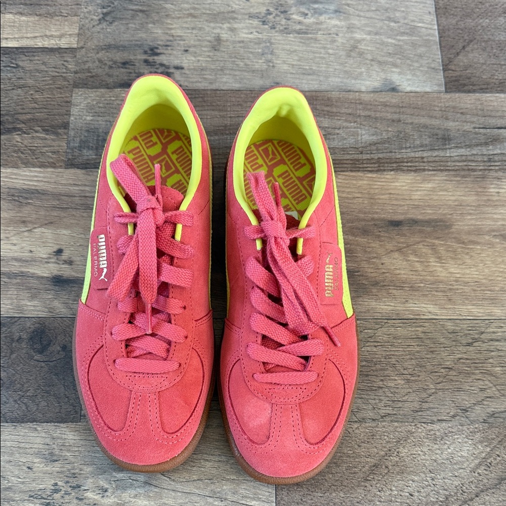 Puma Coral and Lime Sneakers